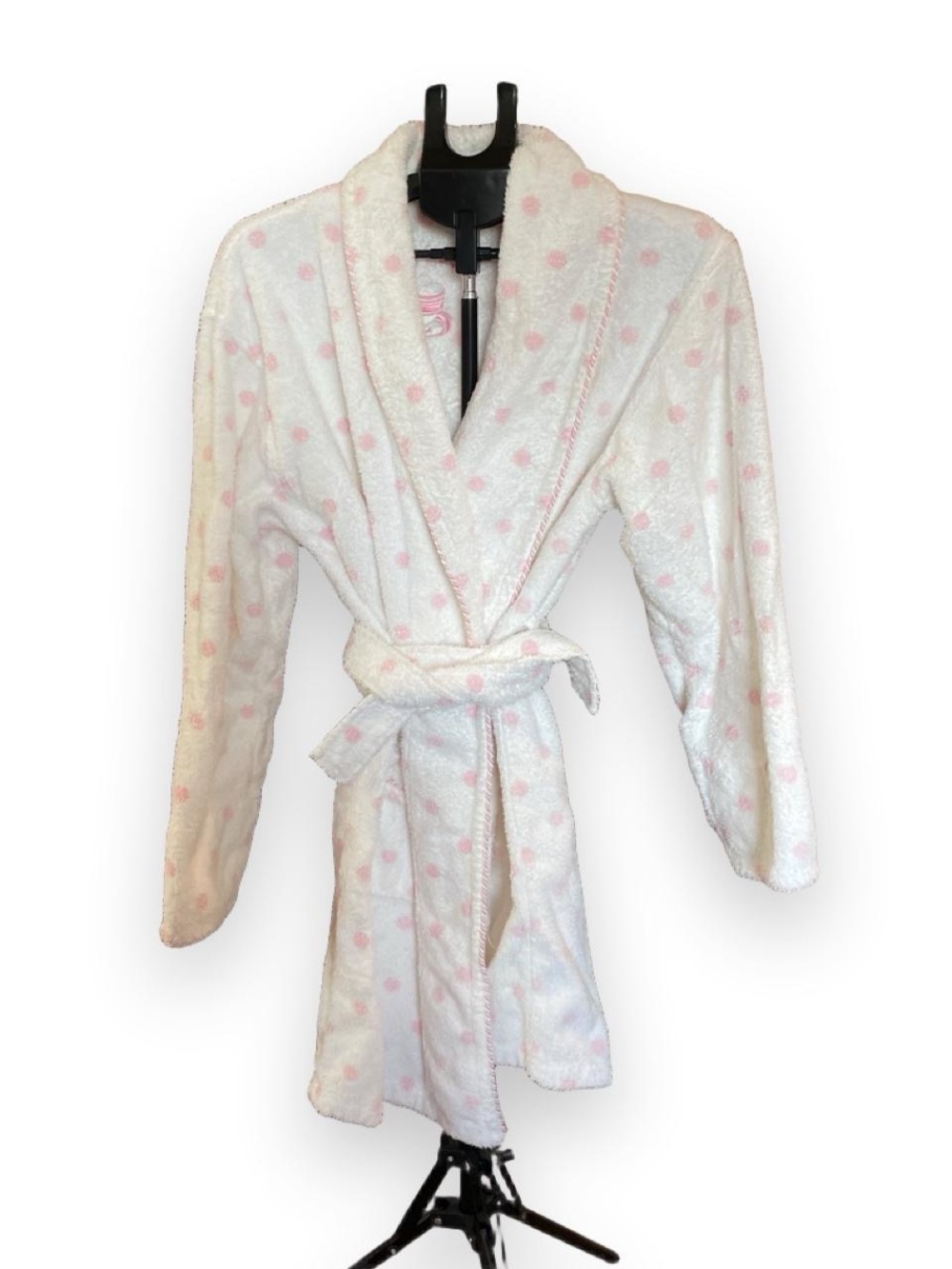 Anne Lewin White Robe with Light Pink Polka Dots